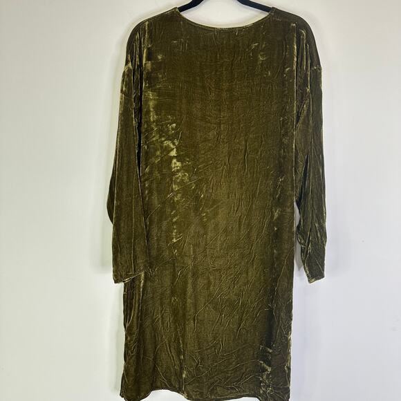Free People X CP Shades Green Velvet Bridget Long Sleeve Mini Dress Size Small - Picture 6 of 9